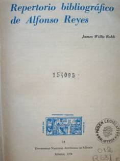 Repertorio bibliográfico de Alfonso Reyes.