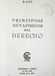 Principios metafisicos del Derecho