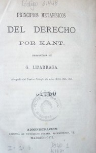 Principios metafísicos del Derecho