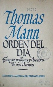 Orden del día : ensayos políticos y discursos de dos decenios