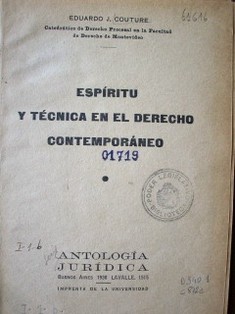 Espíritu y técnica en el derecho contemporáneo