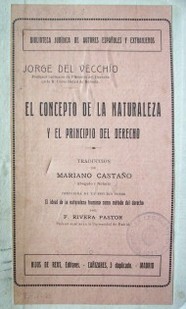 El concepto de la naturaleza y el principio del derecho