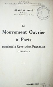 Le mouvement ouvrier á Paris pendant la révolution Française (1789-17919