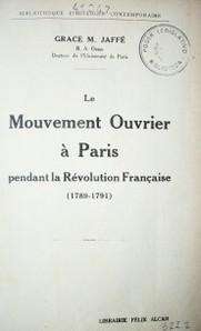 Le mouvement ouvrier á Paris pendant la révolution Française (1789-17919
