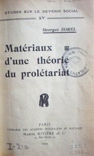 Matériaux d'une théorie du prolétariat