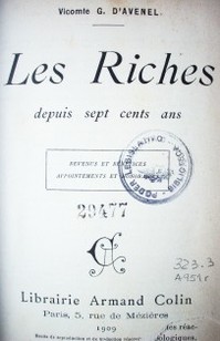 Les riches : depuis sept cents ans