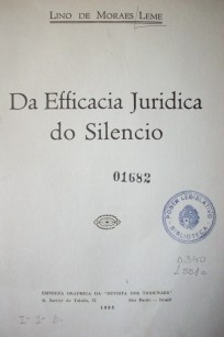 Da Efficacia Jurídica do Silencio