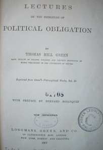 Lectures on the principles of political obligation