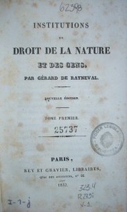 Institutions du Droit de la Nature et des gens