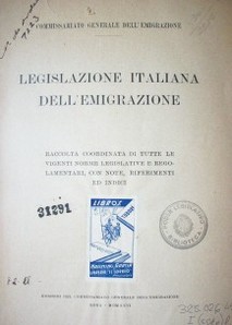 Legislazione italiana dell´emigrazione