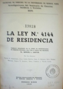 La ley nº 4144 de residencia