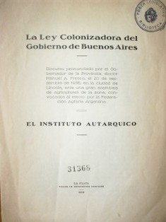 La Ley colonizadora del gobierno de Buenos Aires