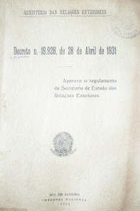 Decreto nº 19.926, de 28 de abril de 1931