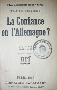 La confiance en l'Allemagne?