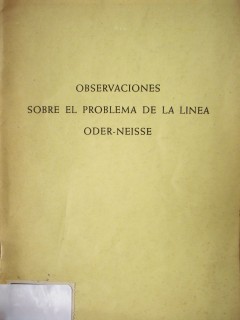 Observaciones sobre el problema de la línea oder-neisse