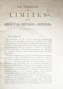 La cuestión de entre Chile y la República Argentina