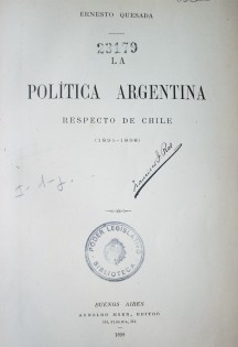 La política Argentina respecto de Chile : (1895-1898)
