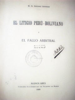 El litigio Perú-Boliviano y el fallo arbitral