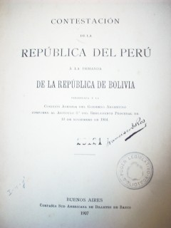 Contestación de la República del Perú a la demanda de la República de Bolivia