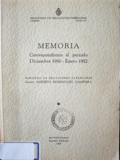 Memoria correspondiente al período diciembre 1950 - enero 1952