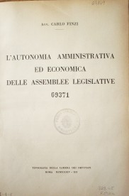 L' autonomia amministrativa  ed economica delle assemblee legislative