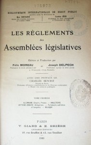 Les réglaments des Assemblées legislatives