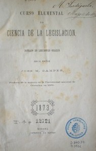 Curso elemental de ciencia de la legislación