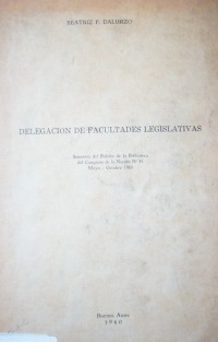 Delegación de facultades legislativas