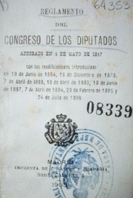 Reglamento del congreso de Diputados : aprobado en 4 de mayo de 1847