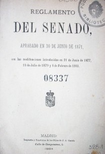 Reglamento del senado : aprobado en junio de 1871
