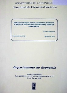 Inversión extranjera directa y restricción externa en el Mercosur: conclusiones preliminares y temas de investigación