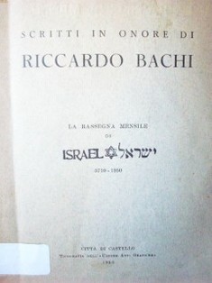 Scritti in onore di Riccardo Bachi