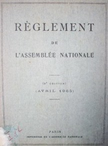 Règlement de l'Assemblée Nationale