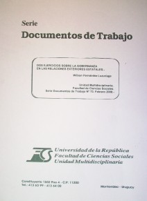 Dos ejercicios sobre la Gobernanza en las Relaciones Exteriores Estatales