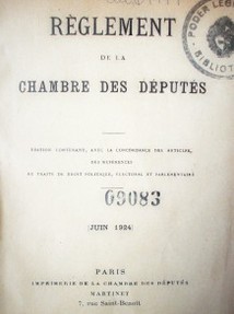 Règlement de la chambre des députés