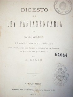 Digesto de la ley parlamentaria
