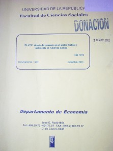 El ATC : desvío de comercio en el sector textiles y vestimenta en América Latina