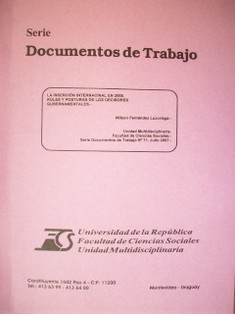 La inserción internacional en 2005. Roles y posturas de los decisores Gubernamentales