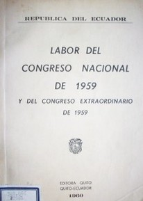 Labor del Congreso Nacional de 1959 y del Congreso extraordinario de 1959