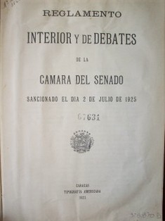 Reglamento interior y de debates de la Cámara del Senado