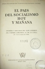 El país del socialismo hoy y mañana