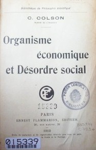 Organisme économique et désordre social