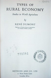 Types of rural economy : studies in world agriculture
