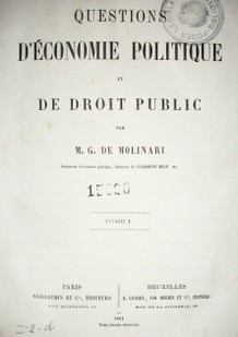 Questions d'économie politique et de droit pubic