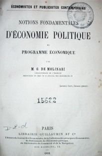 Notions fondamentales d'economie politique et programme économique