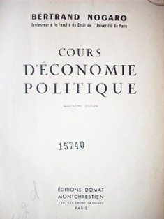 Cours d'économie politique