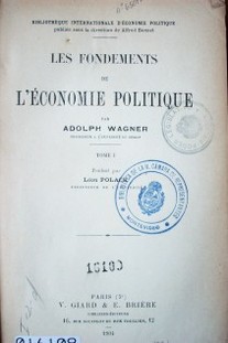 Les fondements de l'economie politique