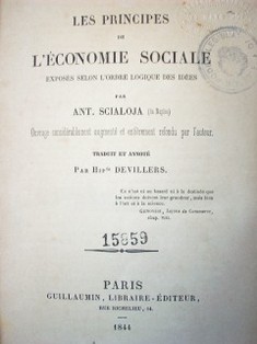 Les principes de l'économie sociale : exposés selon l'ordre logique des idées