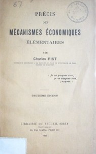 Précis des mécanismes économiques élémetaires