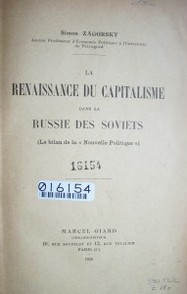 La renaissance du capitalisme dans la russie des soviets : (Le bilan de la " Nouvelle politique")